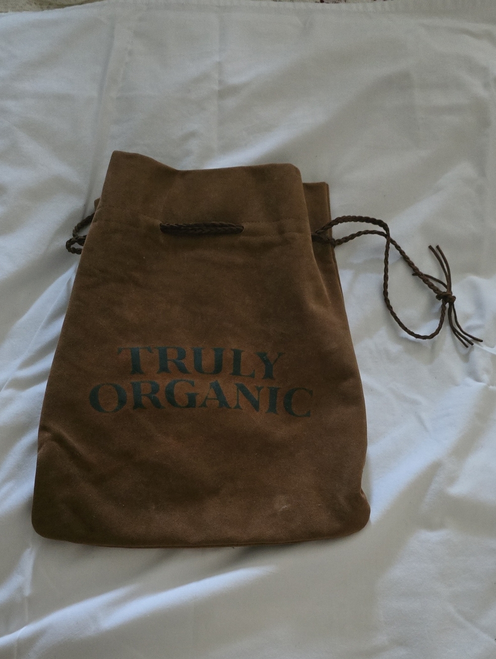 Brown Suede Drawstring Pouch
